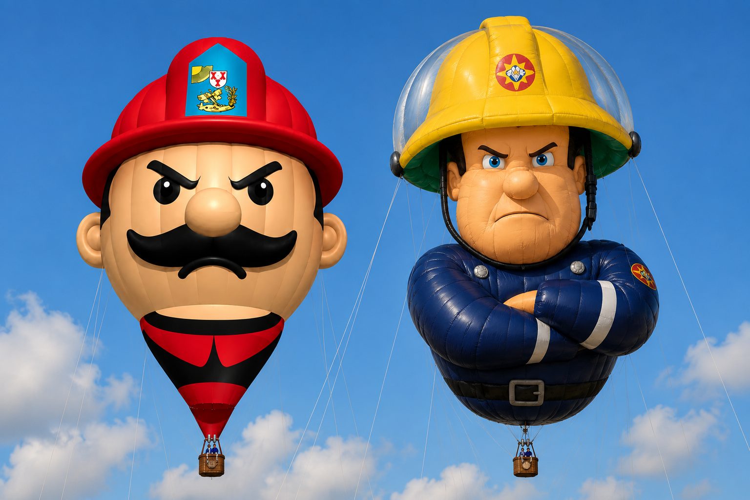 Super Mario dreigt Ballonfiësta Barneveld aan te klagen: ‘Dit is gewoon een brandweerman met mijn snor’